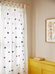 John Lewis Pom Pom Slot Top Curtain Panel, White/Multi