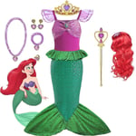 Disney Little Mermaid Ariel Prinsessdräkt Barnklänning För tjejer Cosplay Barn Karneval Födelsedagsfest Kläder Sjöjungfruklänning V 7-8T(size 140) 9pcs Mermaid Set