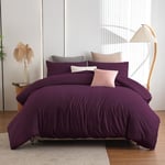 Soifox King Size Duvet Cover Set - Purple Bedding Set KingSize Bed with Zipper Closure, Soft Microfiber Quilt Cover with 2 Pillowcases