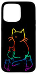 Coque pour iPhone 15 Pro Max Chaton arc-en-ciel famille chat enfant bébé