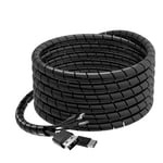 AGPTEK Cache Cable Spirale 6M 12-24mm, Gaine Spirale Flexible Protege Cable pour Le Bureau/Ordinateur, Kit de Câble Rangement pour Le Câble d'Antenne TV/PC/USB/Télé/AUX, Noir - Bricolage