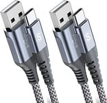 sweguard Lot de 2 câbles USB C de 1,5 m Câble de charge USB Type C en nylon pour i Phone16&15 Pro Max,Samsung Galaxy S24/S23/S22/S21/S20/S10, so ny Xperia, Huawei P50/P40,Xiaomi,Google Pixel, LG