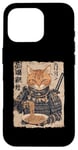 Coque pour iPhone 16 Pro Samurai Cat Loves Ramen Anime Drôle Anime Art Japonais Samouraï