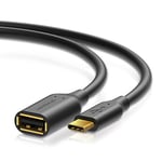 Sentivus U206-010 Câble adaptateur OTG Pro 2.0 USB 2.0 (USB 3.1-C mâle à USB-A femelle) pour Smartphone, tablette et périphériques USB 0.10m, 0,10m, noir