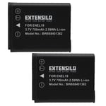 EXTENSILO 2x Batteries compatible avec Nikon Coolpix W100, W150, S7000 appareil photo, reflex numérique (700mAh, 3,7V, Li-ion)