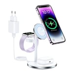 Chargeur Magsafe 3-en-1 pour iPhone 14/13/12 Series + Apple Watch + AirPods Chargement sans Fil à Domicile/en Voyage/au Bureau