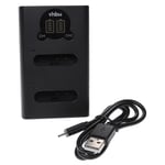 vhbw Chargeur double remplacement pour Olympus UC-90 pour caméra action-cam, dictaphone + câble micro-USB + témoin de charge