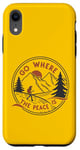 Coque pour iPhone XR Camping plein air amusant Go Where The Peace Is Homme/Femme Camper