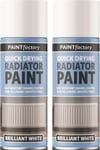 2 x 400ML BRILLIANT WHITE RADIATOR SPRAY PAINT HEAT RESISTANT QUICK DRY AEROSOL