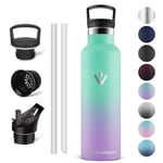 Vikaster Water bottle - Thermos 0.75l, Gourde Avec Paille, Gourdes Sans BPA, Gourde Enfant & Adulte pour Sport, école, Bureau, Gym, Voyage