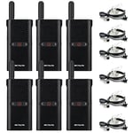 Retevis RB628B Talkie Walkie Rechargeable 1500mAh, PMR446, VOX, Longue Veille Talkies Walkies Mini avec Casque, Portable Radio Bidirectionnelle Longue Portée pour Restaurant, Écoles (6 Pcs, Noir)