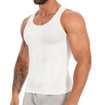 SLIMBELLE Body Shaper - Maillot de corps élastique pour homme - Coupe ajustée - Coupe la taille - Amincissant le ventre - T-shirt pour homme, Blanc., L