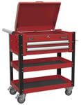 Sealey Heavy-Duty Mobile Tool & Parts Trolley 2 Drawers & Lockable Top - Red AP7