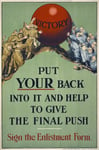 WA115 Vintage WW1 British Put Your Back In To It - Help Give The Final Push World War 1 Recruitment Poster Re-Print - A4 (297 x 210mm) 11.7" x 8.3"