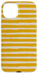 Coque pour iPhone 15 Plus Jaune moutarde Beige rayé Girly Esthétique Preppy Stripes