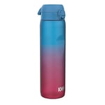 Ion8 1 Litre Water Bottle with Times to Drink, Leak Proof, Flip Lid, Carry Handle, Dishwasher Safe, BPA Free, Soft Touch Contoured Grip, Ideal for Gym, Health and Fitness, 32 oz, Blue & Pink