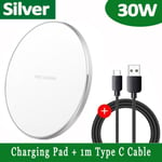 Argent-Chargeur rapide sans fil pour iPhone, charge à induction, Samsung S22, S21, S20, Xiaomi, 14, 13, 12, 1