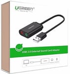 UGREEN Ulkoinen USB-äänikortti UGREEN 15cm (musta)