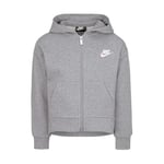 Nike Club-Sweat à Capuche et Fermeture complète pour Fille (Petits Enfants), Heather, Taille 5 Cardigan, Gris (Carbone chiné), 4 años