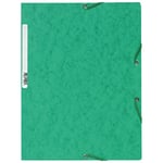 Exacompta Chemise 3 rabats/ élastique - carte lustrée 5/10e 400gr Format 24x32cm Coloris vert.