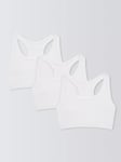 John Lewis Girls' Sports Crop Tops, Pack of 3, White