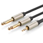 Ugreen minijack 3,5 mm til 2x jack 6,35 mm, splitter adapterkabel, 1m - Grå