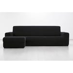 MAXIFUNDAS FUNDAS DE SOFA & CHAISE LONGUE. Housse de canapé d'angle Super élastique avec accoudoir Gauche Court (regardant de Face), Noire, Super élastique pour canapé d'angle