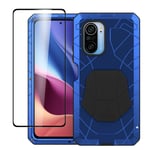 Foluu for Xiaomi Poco F3/Xiaomi Redmi K40/K40 Pro Case, Aluminum Metal Shockproof Bumper Frame Case Soft Rubber Silicone Military Heavy Duty Hard Case for Xiaomi Redmi K40/K40 Pro (Blue)