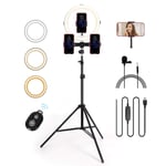 Ring Light with Tripod Stand and Phone Holder, 10” Selfie Ring Light, Dimmable LED Circle Light Tall Tripod Ring Light with Remote for Camera YouTube Video Recording Makeup Streaming Picture Taking