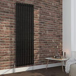 NRG Black 1800mm x 590mm Vertical Designer Radiator Single Panel Oval Column Bathroom Heater Rad for Living Room and Kitchen