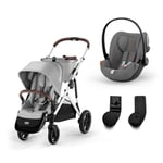 cybex GOLD Silver i-Size Gazelle S Lava Grey barnevogn inkludert Cloud G Lava Grey bilbarnestol og adapter