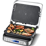 AMZCHEF Appareil 4 en 1 (Grill, Plancha, Grill Panini, Gaufrier) - 2000W Machine a Panini Température et Temps Rréglables - 4 Plaques à Amovible Antiadhésif