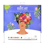 ENJOY ART Peinture par numéro acrylique sur carton toilé 30x30 cm, pour enfant et adulte, collection Flower Power - Frida