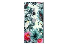 Coque4phone Coque et étui téléphone mobile xperia xz3 perroquet palmier exotique tropical fleur rose