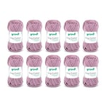 Gründl 3360-29 King Cotton 1 pack of 10 x 50g Hand Knitting Yarn, 55% Polyacrylic, 45% Egyptian Cotton, Rose, 28 x 31 x 7 cm