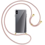 Collier pour Apple iPhone XS Max or rose (O) Etui Coque silicone avec cordon