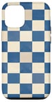 Coque pour iPhone 15 Pro Carreaux vichy bleu motif rustique à carreaux