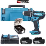 Makita DHP482JX14 18V LXT Combi Drill With 2 x 5Ah Batteries & B-68323 Bit Set