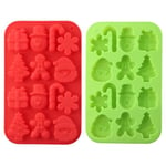 7 Motifs Moules à Pâtisserie en Silicone pour Noël, 2 Pack Moules en Silicone pour Résine Epoxy pour Chocolat, Fondant, Gelée et Pudding, Décorations de Noël Bonhomme de Neige, Arbre de Noël et Flocon