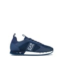 EA7 Mens Emporio Armani B&W Mesh Run Trainers in Navy - Size UK 10