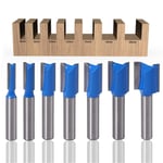 7Pcs Fraise droite à queue de 8 mm, 6mm 8mm 10mm 12mm 14mm 18mm 20mm de diametre Fraise à Bois Routeur à Coupe Droite Flush Trim Pattern Router Pour le Travail du Bois