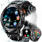 MEGALITH Montre Connectée Homme Sport: Appel Bluetooth Montres avec Torche LED Podometre - Étanche IP68 Fitness Smartwatch Compatible Android iOS