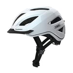 ABUS Pedelec 1.1 Casque Vélo Urbain - Casque de Vélo Moderne avec Lumière Arrière et Visière pour Circulation en Ville - Unisexe - Blanc, Taille L