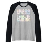 Granddogs the Reason i wake up Smiling Dog Grandpa Raglan Baseball Tee