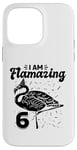 Coque pour iPhone 14 Pro Max I am Flamazing 6 Years Old – Fête d'anniversaire flamant rose