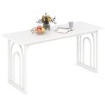 RELAX4LIFE Table a Manger Rectangulaire 160 CM pour 6-8 Personnes, Table Cuisine avec Structure en Arche Métallique, Table Salle à Manger Blanche pour Cuisine, Salon (Blanc)