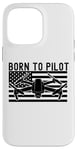 iPhone 14 Pro Max Born To Pilot Drone Quad Copter American Flag Funny Case