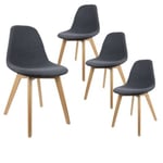 MEDYNA - Lot de 4 Chaises Scandinaves Noires