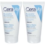 CeraVe Crème Main Réparatrice pour les mains abîmées et sécheresses sévères 50ml 2x50 ml