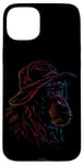 Coque pour iPhone 15 Plus Contour de chimpanzé portant un croquis de chapeau